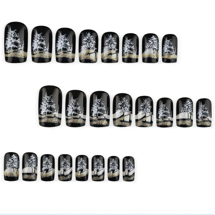 Artificial nails with romantic winter forest pattern Kalsten