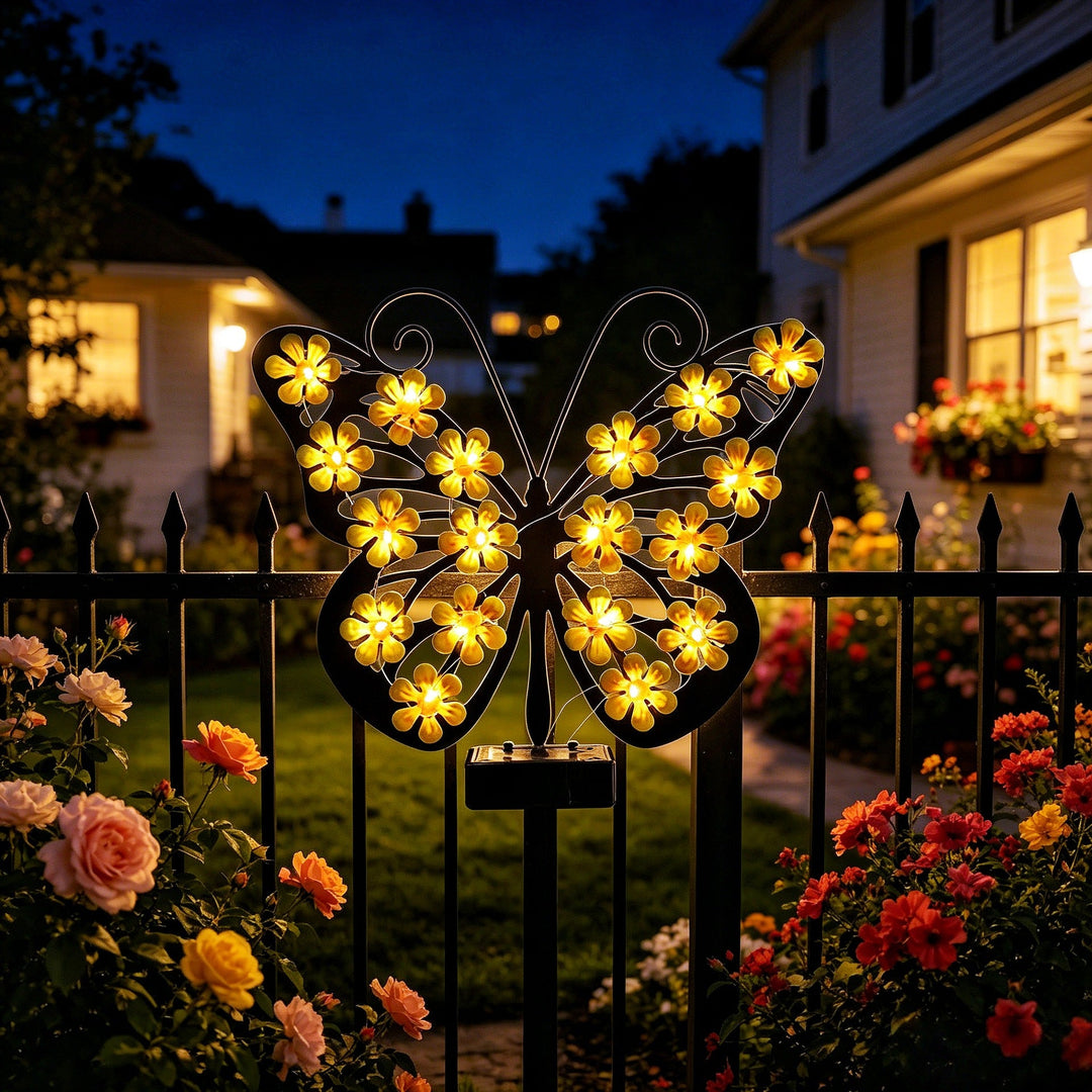Decorative LED Butterfly Wall Light With Floral Micro-LED Accents And Battery-Powered Control Kalsten