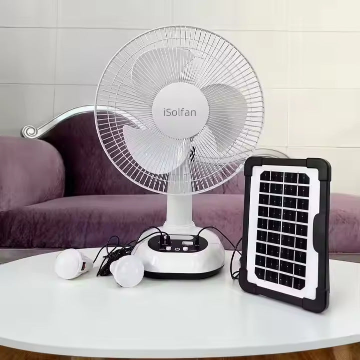 Women's portable solar fan with USB charging function and LED lighting Kalsten