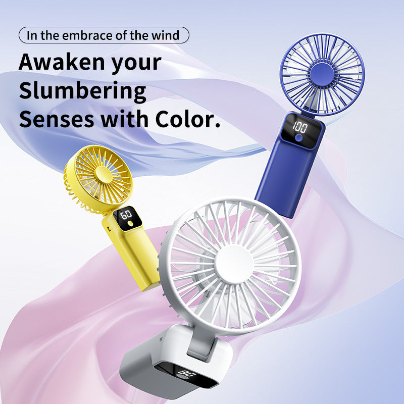 Unisex portable battery fan with digital display and integrated power bank Kalsten