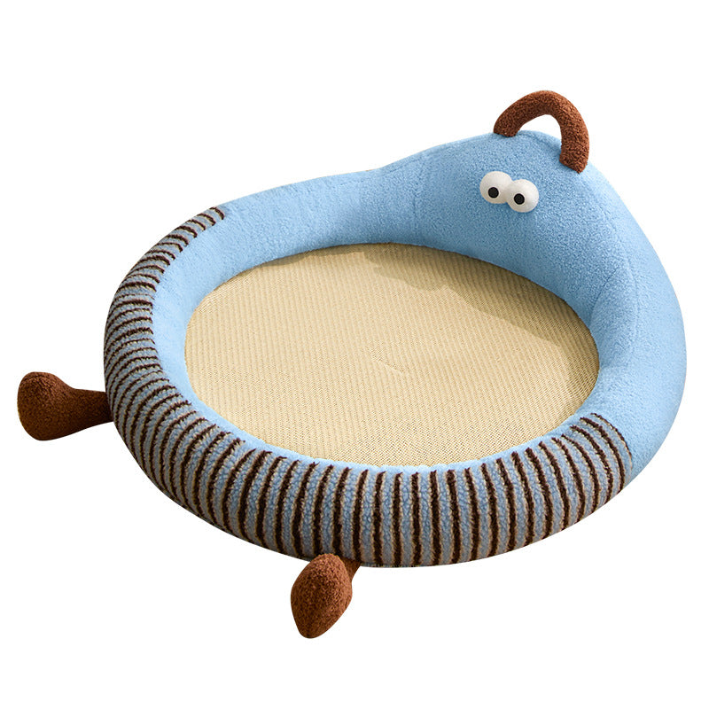 Unisex nan round padded cat and small dog bed with raised edge and sisal sleeping area Kalsten