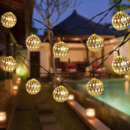 Skanto | Solar Light Sources Moroccan Ball Colorful LED Christmas Lighting Iron Balls Decoration Outdoor Light Sources