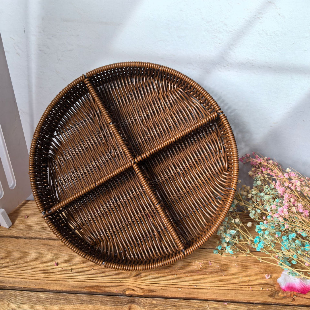 Ladies beef braided serving basket with three compartments Kalsten