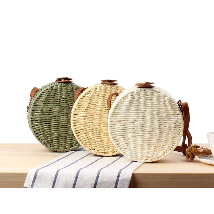 Round basket bag with leather accents Kalsten