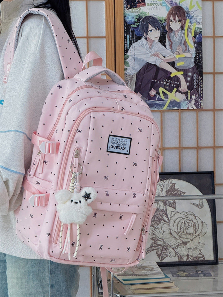 Multi-Compartment Geometric Patterned School Backpack
