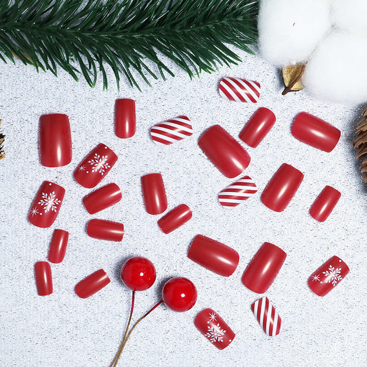 Festive Winter-Themed Press-On Nail Art Set Kalsten