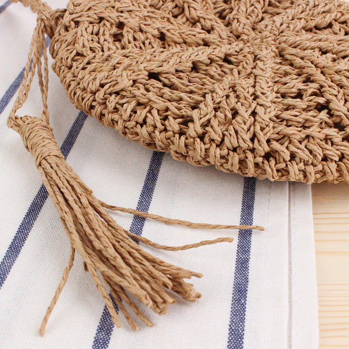 Handbag Made of Hand-Knotted Natural Material with Fringed Detail Kalsten