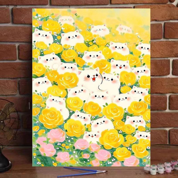 Whimsical Cat-Themed Paint by Numbers Art Kit Kalsten