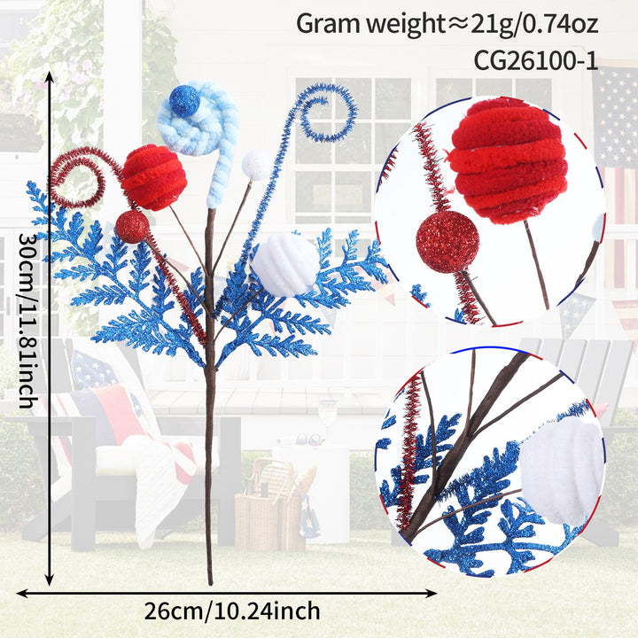 Unisex nan decorative floral pick with padded balls and glitter stars Kalsten