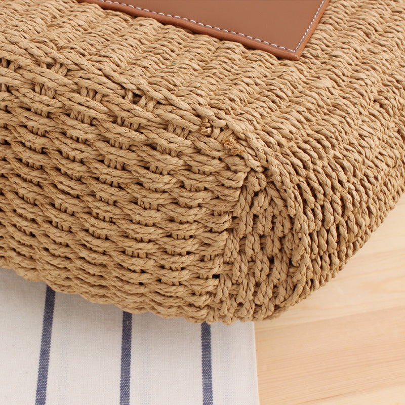 Natural raffia tote bag with elegant leather accents Kalsten