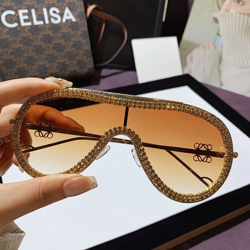 Women's Glamorous Oversized Sunglasses with Rhinestone Accents Kalsten