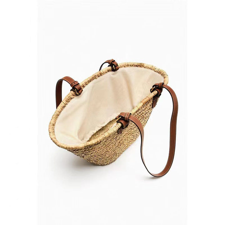 Elegant braided tote bag with leather handles Kalsten