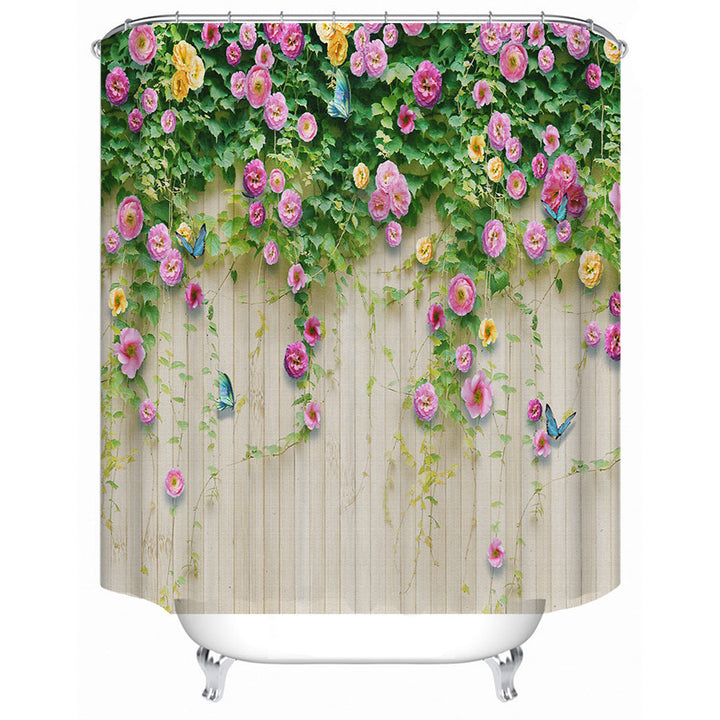 Rustic Garden-Themed Shower Curtain Kalsten