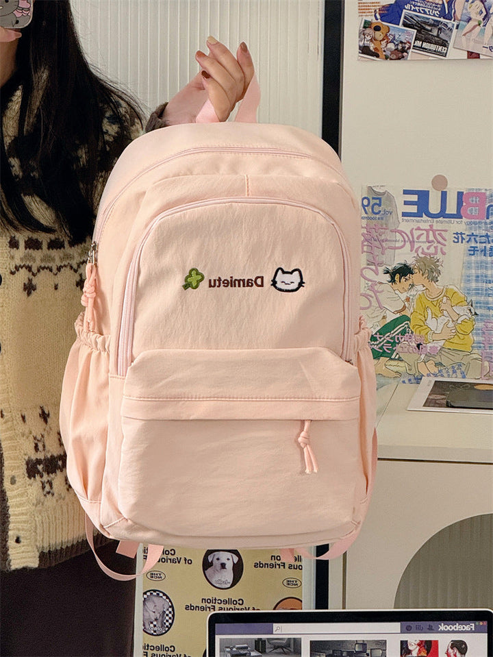 Casual Character-Embellished School Backpack