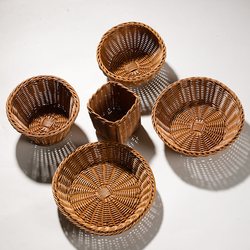Handcrafted Round Wicker Serving Bowl Kalsten