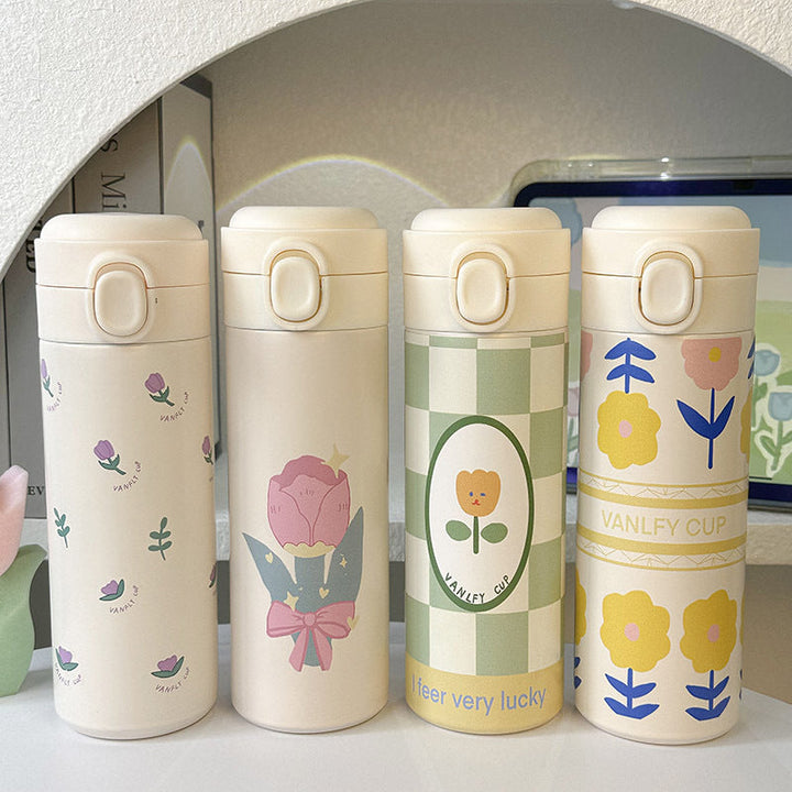Women Insulated Water Bottle with Elegant Flower Design Kalsten