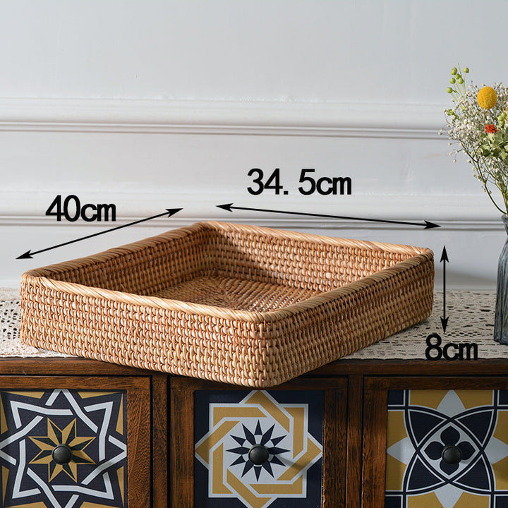Women rectangular storage basket made of handwoven natural material Kalsten