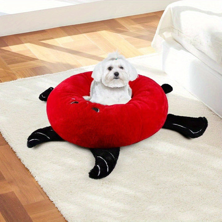 Devil-Themed Plush Dog Bed