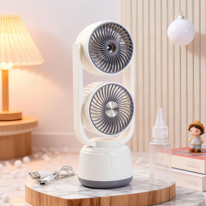 Portable USB Air Humidifier Fan with Dual Blower and Splash-Proof Function Kalsten