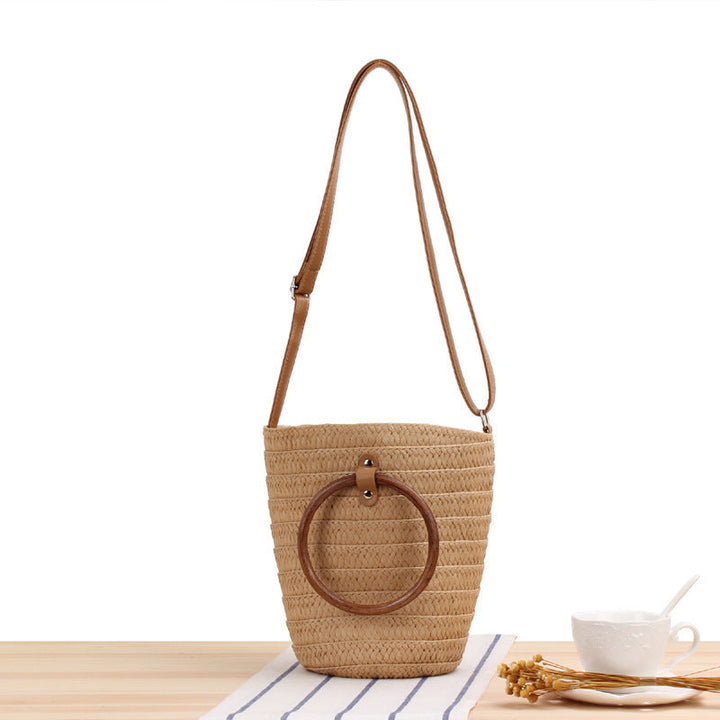 Braided tote bag with innovative ring handle Kalsten
