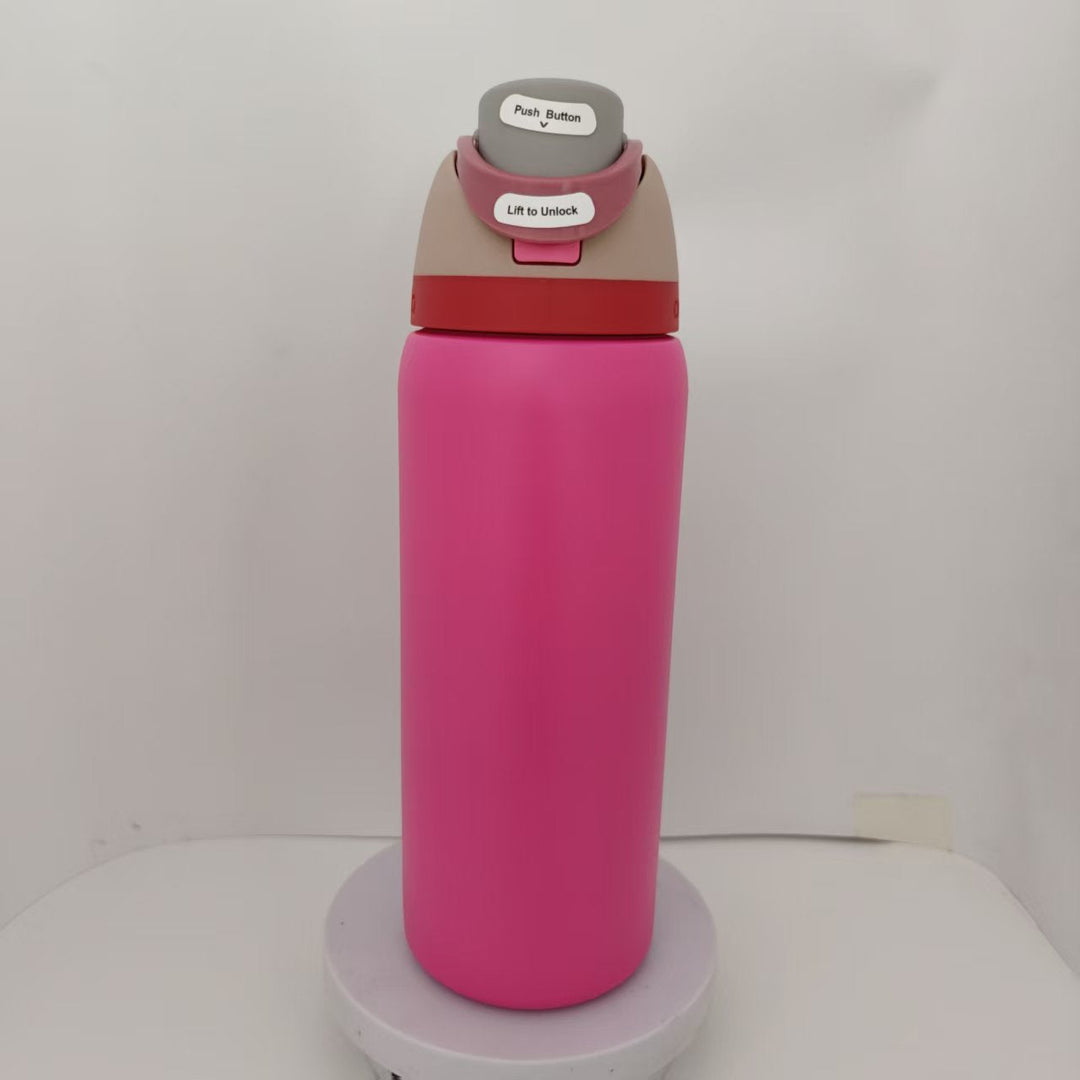 Double-Wall Vacuum Insulated Stainless Steel Travel Bottle With Flip Straw Leakproof Lid And Character Print