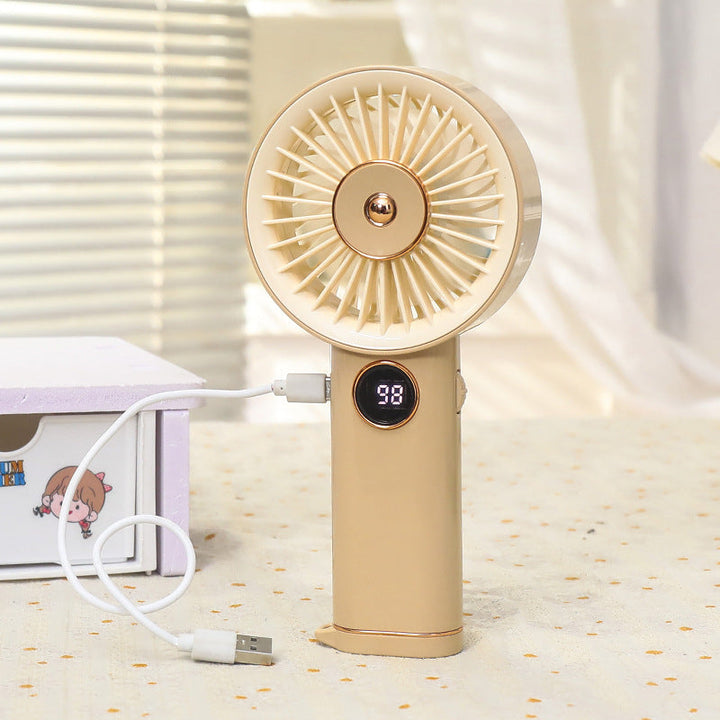 Cooling handheld rechargeable mini fan with touch speed display and detachable desktop stand Kalsten