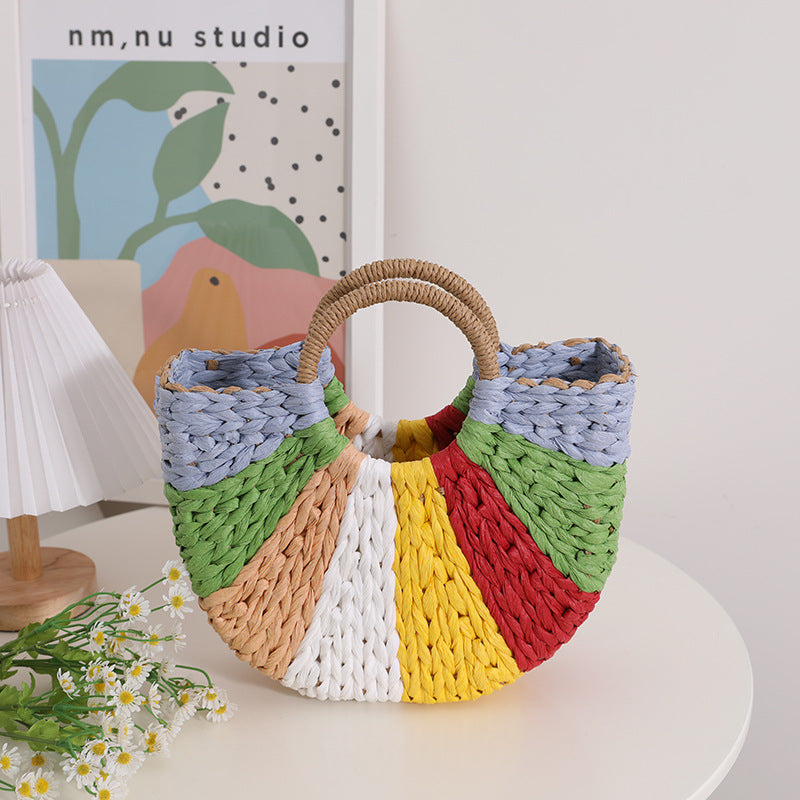 Handmade wicker bag with colorful pattern Kalsten