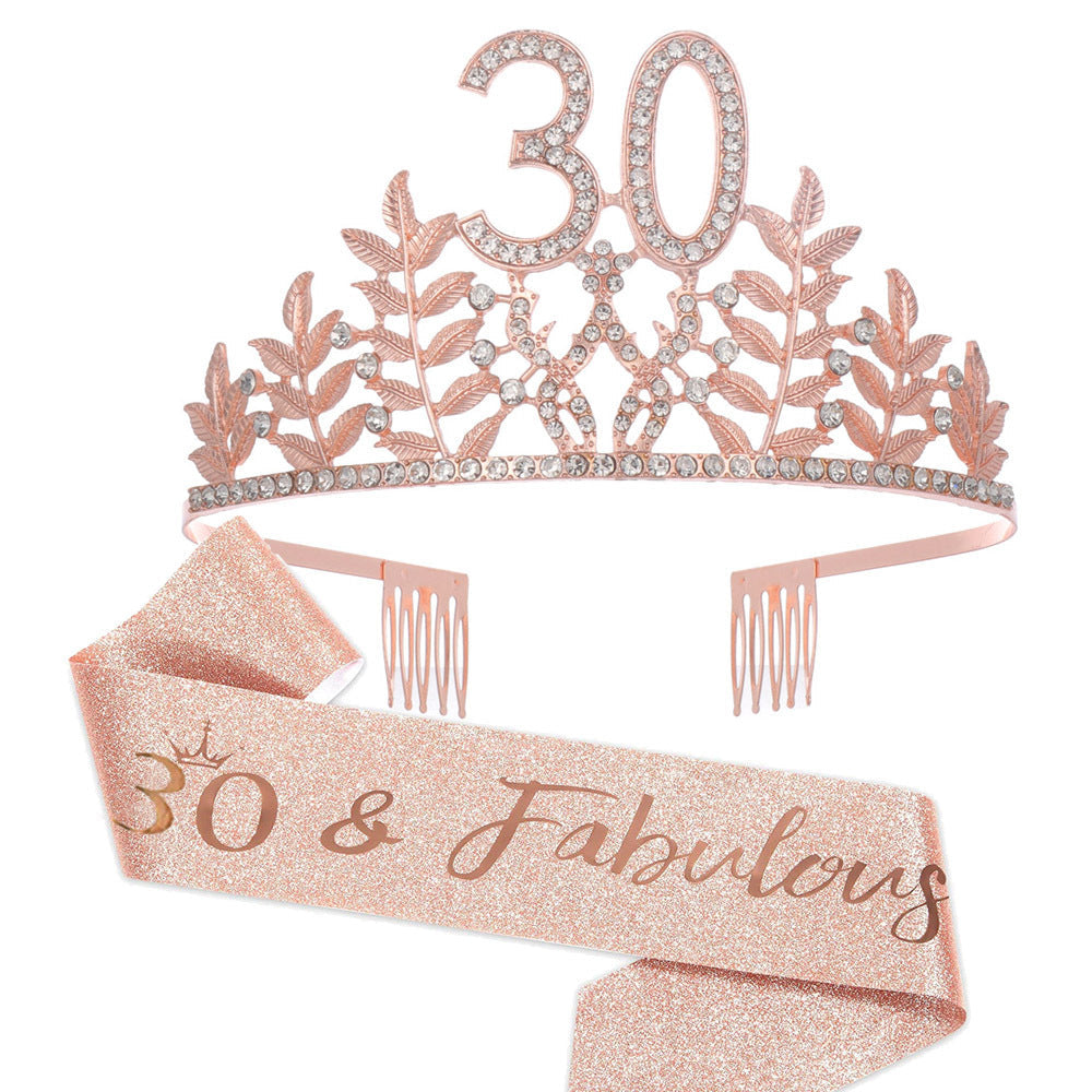 Women's Glamorous Birthday Crown with Shining Rhinestones Kalsten