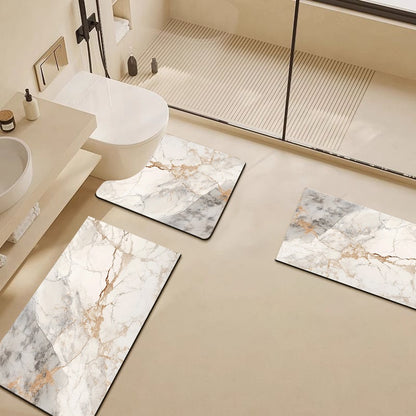 Luxury Marble-Pattern Bathroom Mat Set Acalora