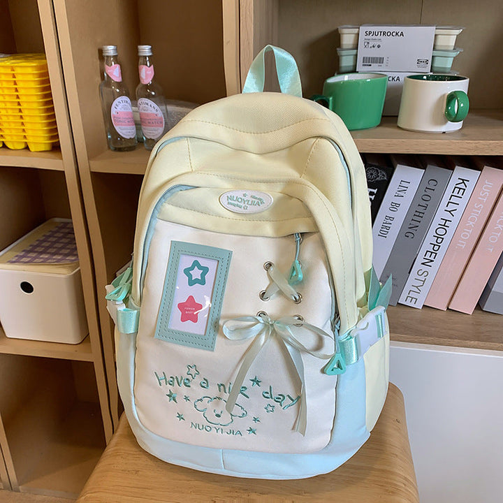 Playful Embroidered Drawstring School Backpack