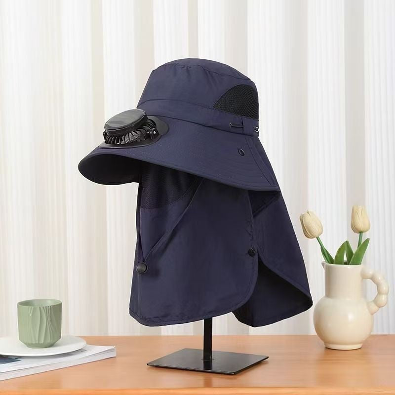 UV-Protect-Sun Hat with removable face and neck protection, integrated solar fan and breathable mesh Kalsten