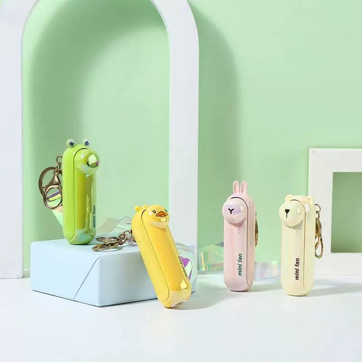 Unisex One Size Rechargeable Keychain Handheld Mini Fan with Wrist Strap and Novel Frog Charm Kalsten