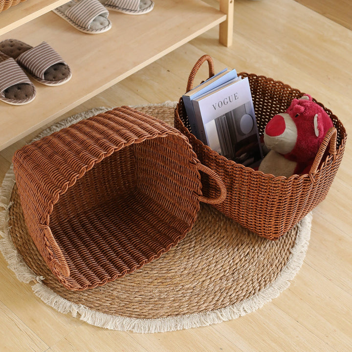 Handwoven Versatile Storage Basket with Ergonomic Handles Kalsten
