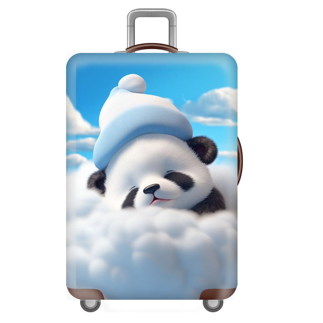 Unisex non-elastic suitcase cover for hard shell trolley with cute panda design, stretch protective cover with handle and wheel openings Kalsten