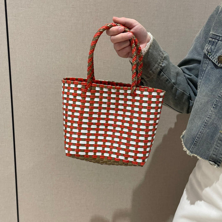 Handwoven basket bag with colorful design Kalsten