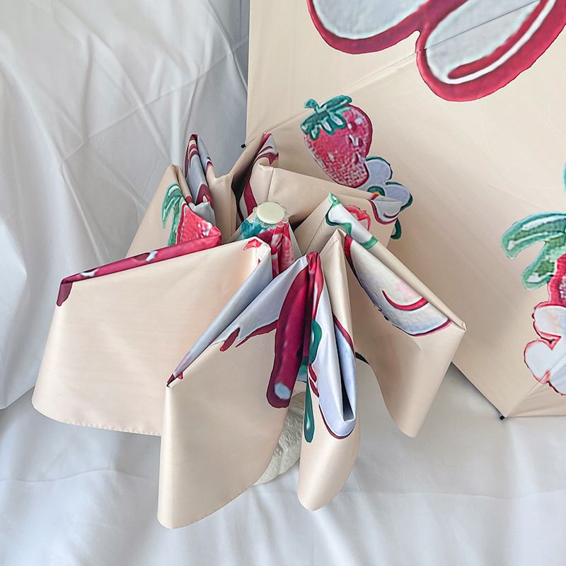 Ladies folding umbrella with cheerful strawberry motif Kalsten