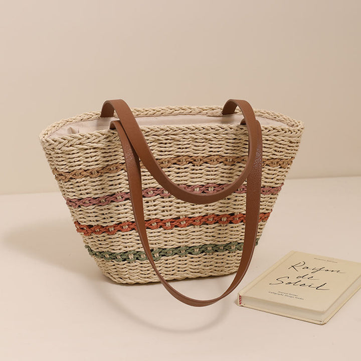 Trendy Straw Bag with Colorful Details Kalsten