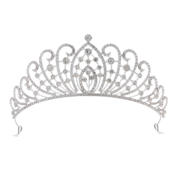 Ladies Elegant Rhinestone Tiara with Floral Details Kalsten