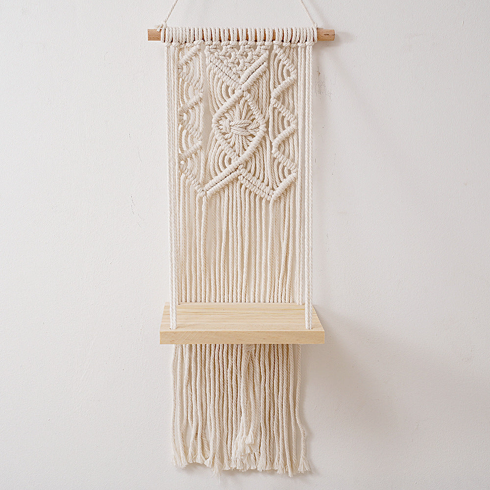 Macramé Wall Hanging Planter Shelf Acalora