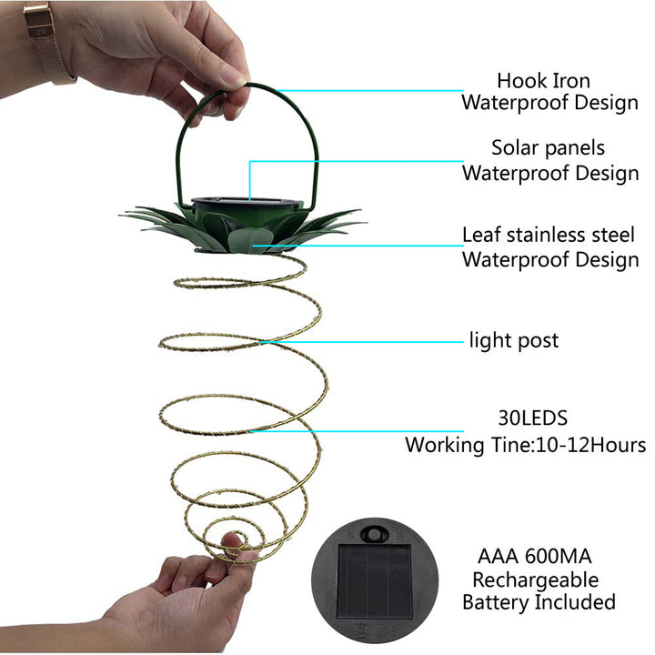 Spiral Hanging Solar LED Lantern With Lotus Canopy And Carrying Handle Kalsten