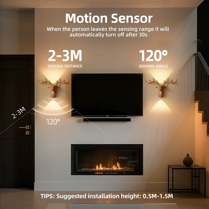 New LED Motion-Sensing Bedside Wall Lamp Rechargeable Magnetic Wireless Bedroom Wall Light
