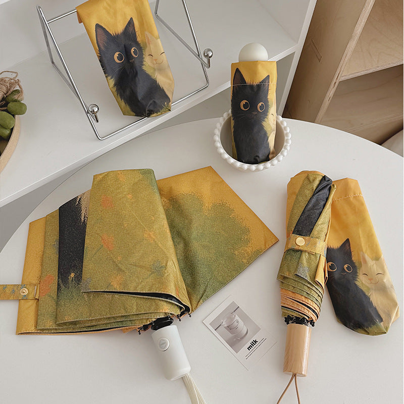 Women's Automatic Umbrella with Unique Cat Design Kalsten