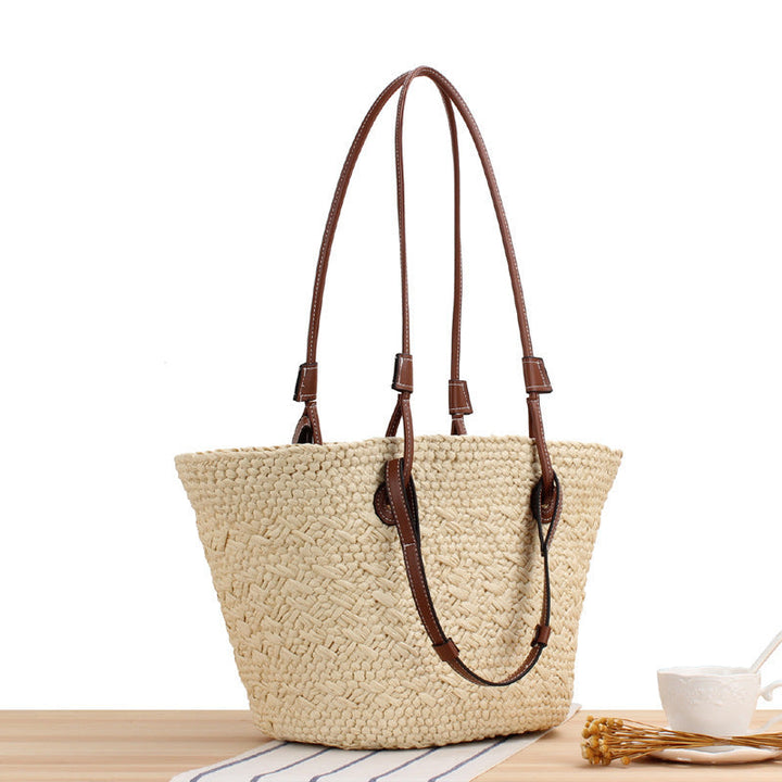 Braided Beach Bag with Elegant Leather Handles Kalsten