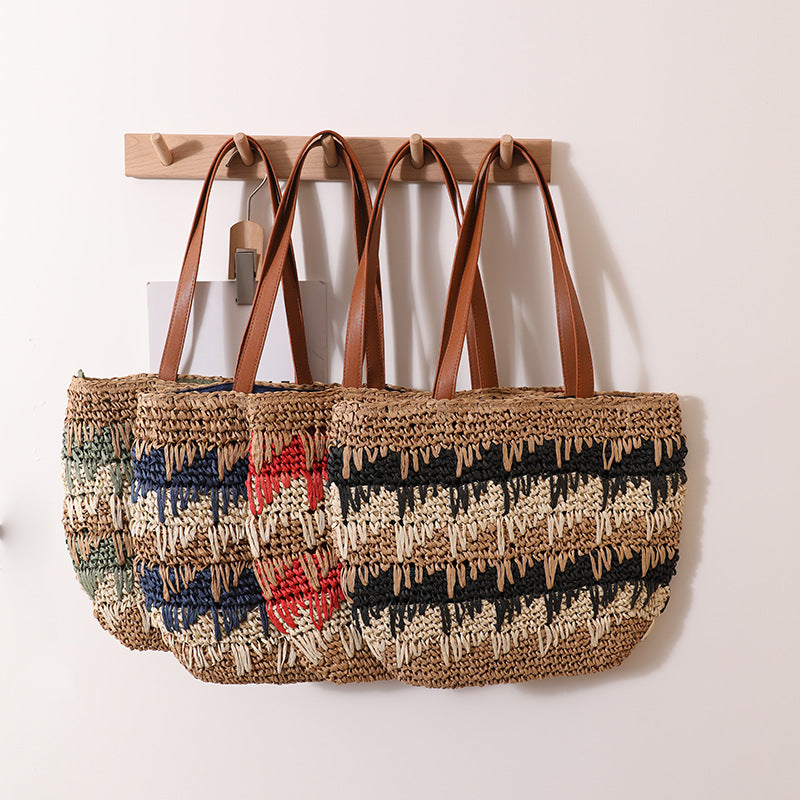 Braided tote bag with unique pattern mix Kalsten