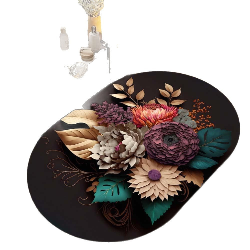 Floral Art Bath Rug Kalsten