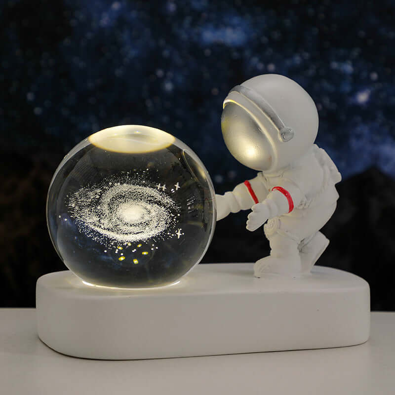 Glowing Planetary Galaxy Astronaut Crystal Ball Night Lights USB Power Warm Bedside Light Brithday Gift Night Lamp | Kalsten