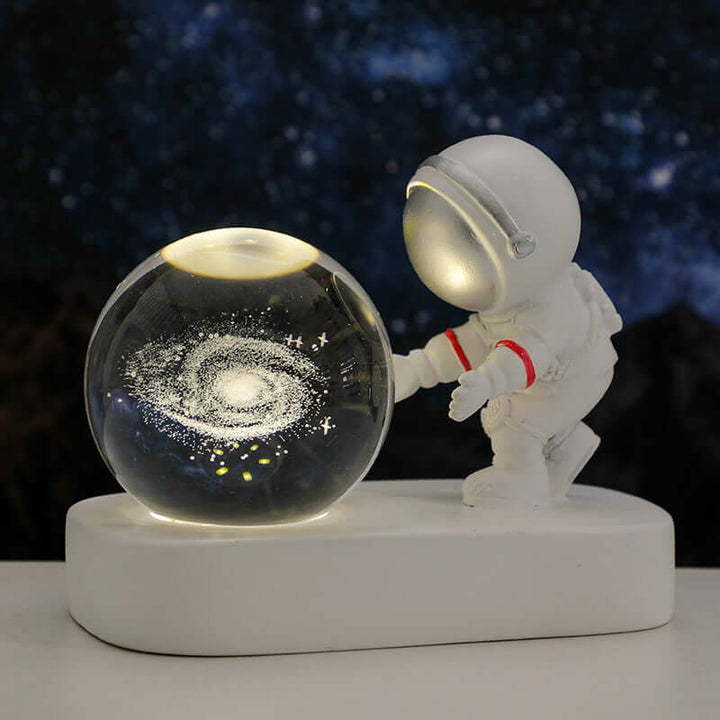 Glowing Planetary Galaxy Astronaut Crystal Ball Night Lights USB Power Warm Bedside Light Brithday Gift Night Lamp | Kalsten