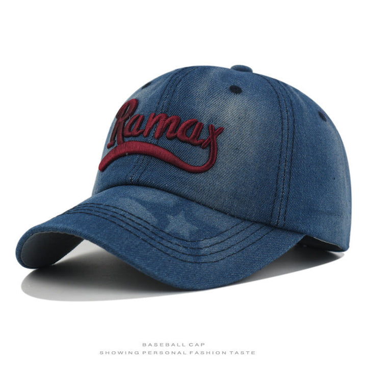 Men's Distressed Denim Embroidered Baseball Cap Kalsten