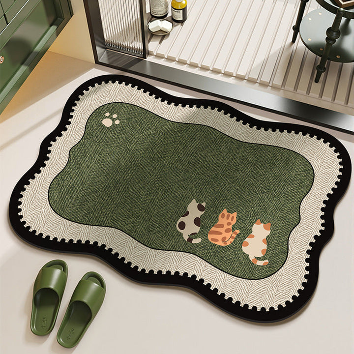 Cat-Themed Plush Kitchen Area Mat Kalsten