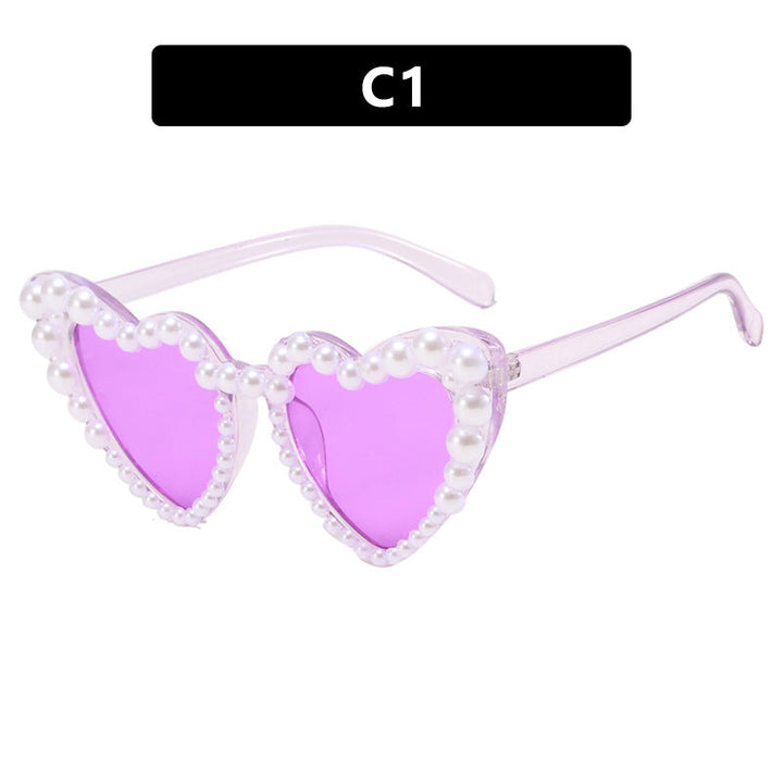 Women's Heart-Shaped Sunglasses with Pearl-Embellished Frame Kalsten